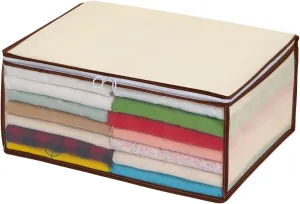 131-49 Light Beige Breathable Non-woven Fabric Ring Zipper Pulls for Smooth Opening and Closing Clothes Storage Bag Storage Box Protects Clothes from Dust in Off-Season Dust, Garment Case, Clear
