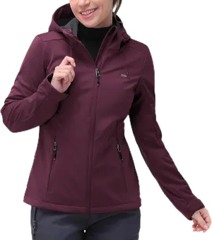 33,000ft Women's Softshell Jacket with Hood Waterproof Lightweight Windbreaker Windproof Rain Shell Jacket for Outdoor Hiking