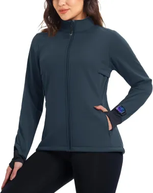 33,000ft Women's Waterproof Fleece Running Jacket Zip Up Athletic Winter Cold Weather Workout Cycling Track Jackets