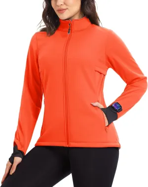 33,000ft Women's Waterproof Fleece Running Jacket Zip Up Athletic Winter Cold Weather Workout Cycling Track Jackets