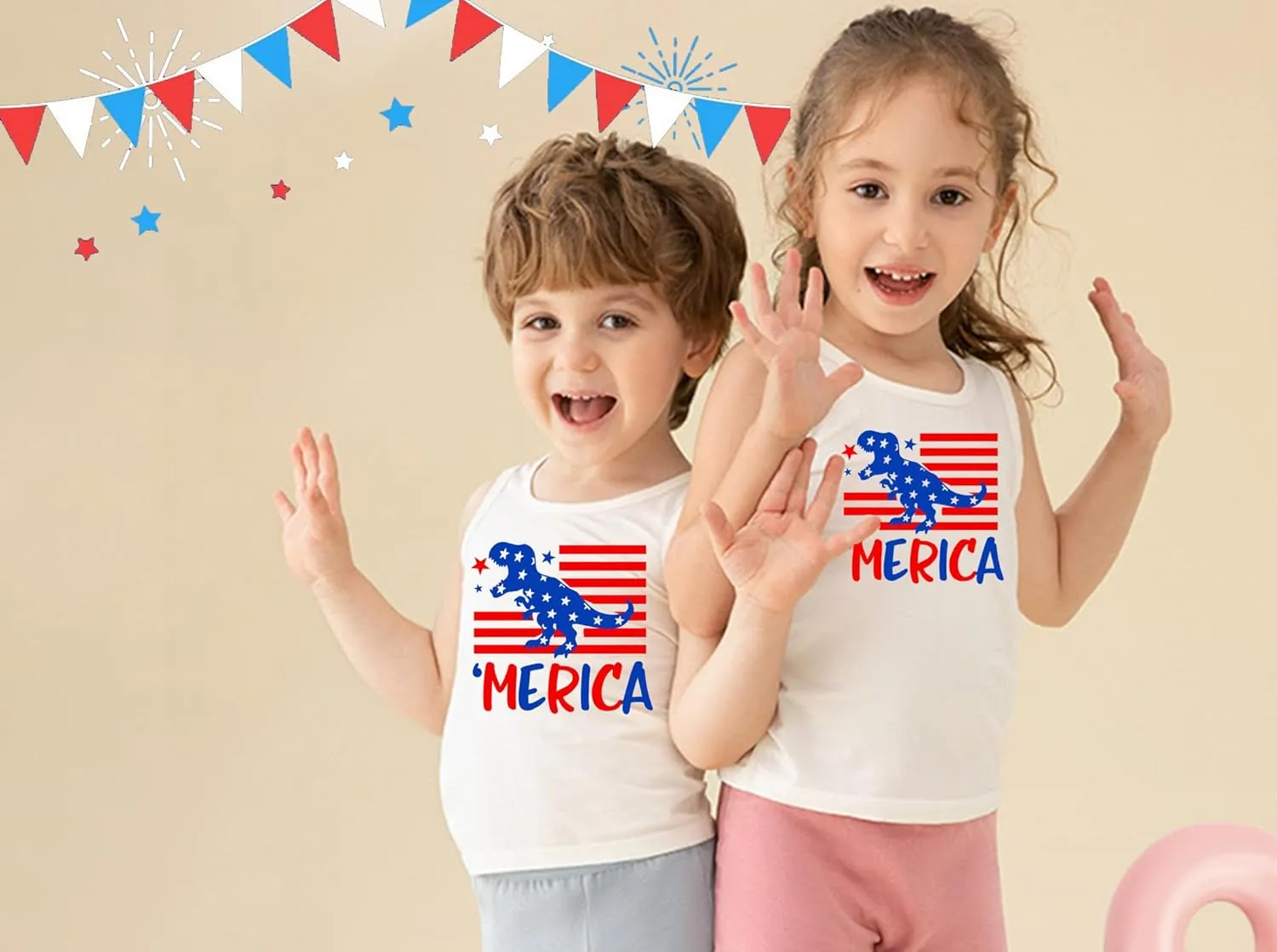 4th of July Tank Tops Boys Girls American Flag Shirts Kids Patriotic USA T-Shirt Cotton Sleeveless Tees Tops 1-7T