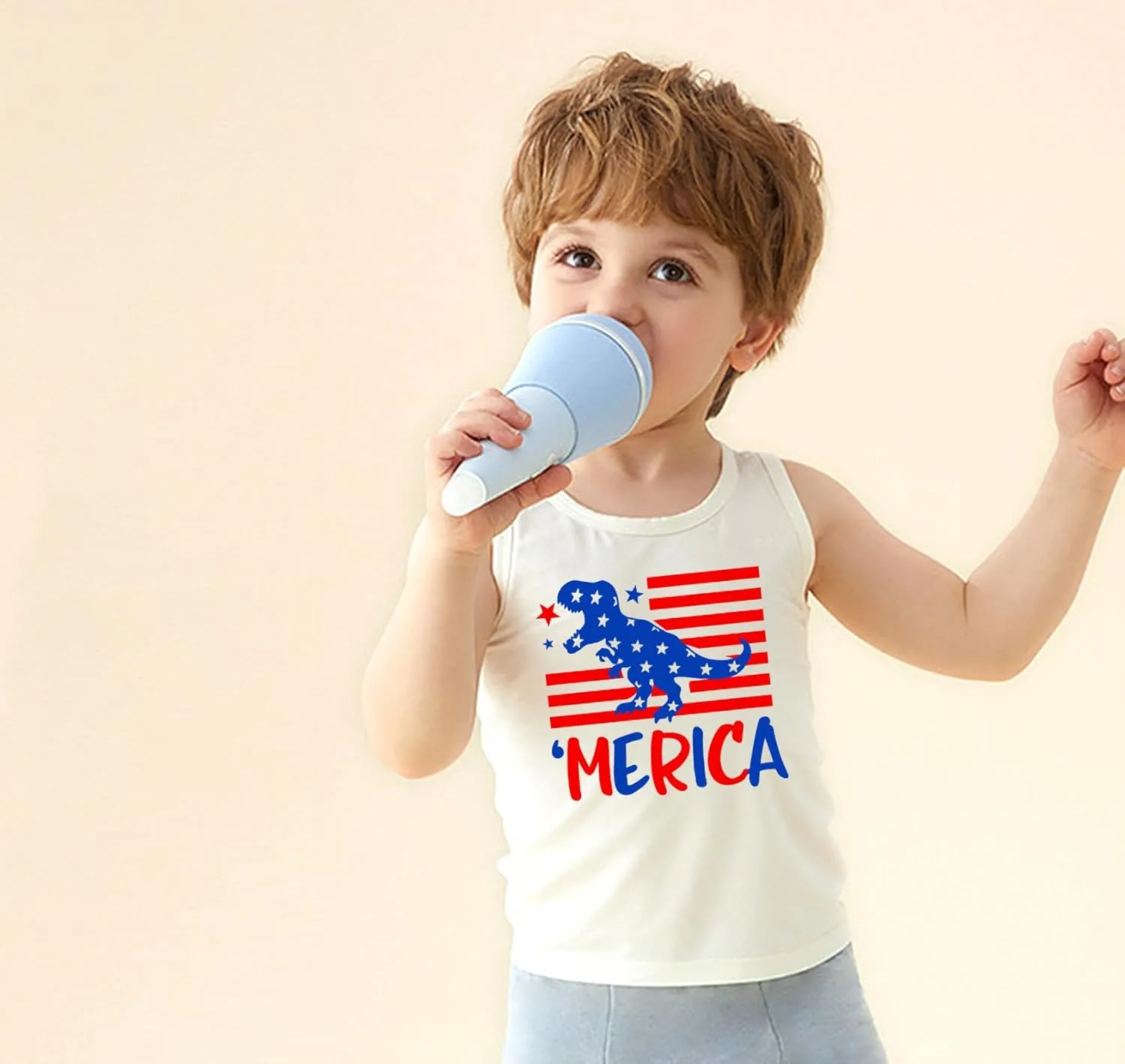 4th of July Tank Tops Boys Girls American Flag Shirts Kids Patriotic USA T-Shirt Cotton Sleeveless Tees Tops 1-7T