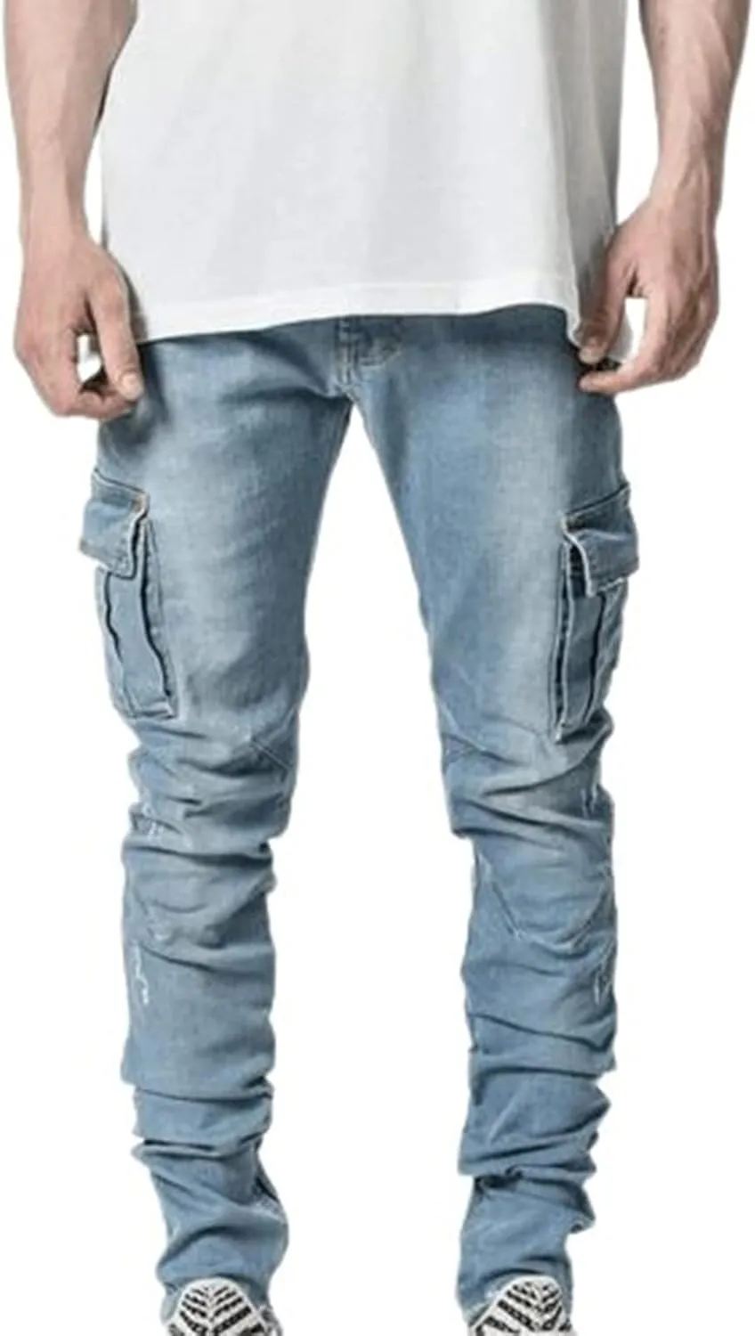 Akklian Mens Slim Fit Jeans Stretch Skinny Denim Pencil Pants Fashion Hip Hop Streetwear Straight Leg Comfort Casual Trousers
