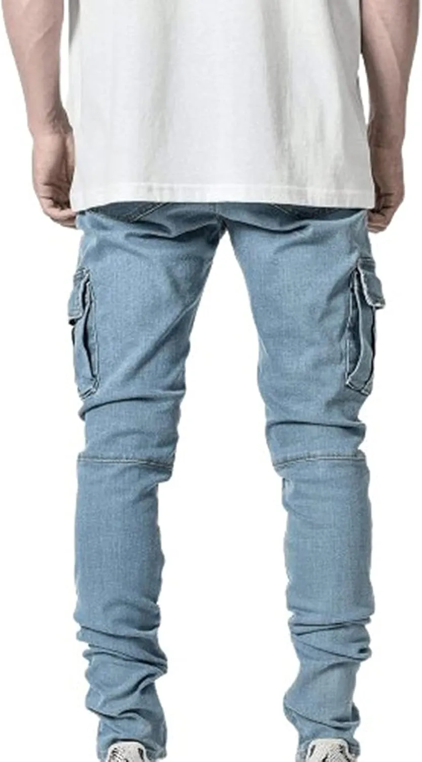 Akklian Mens Slim Fit Jeans Stretch Skinny Denim Pencil Pants Fashion Hip Hop Streetwear Straight Leg Comfort Casual Trousers