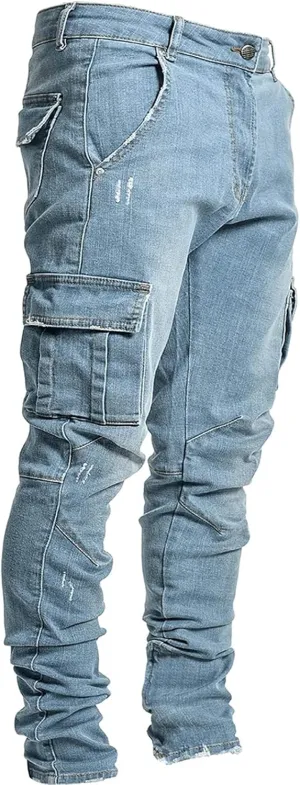 Akklian Mens Slim Fit Jeans Stretch Skinny Denim Pencil Pants Fashion Hip Hop Streetwear Straight Leg Comfort Casual Trousers