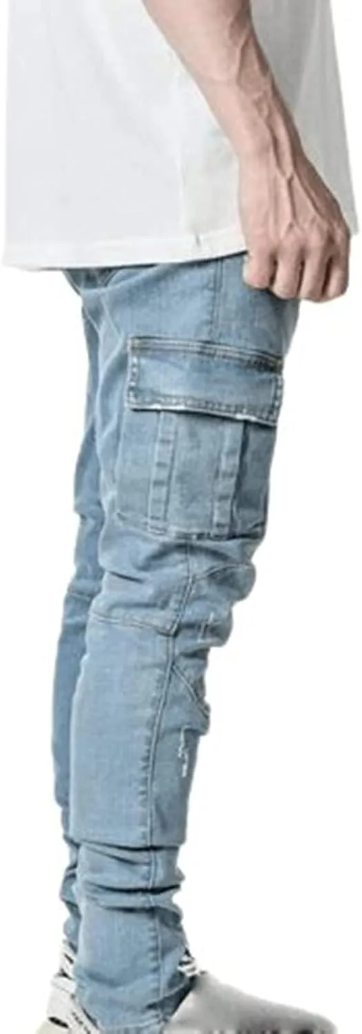 Akklian Mens Slim Fit Jeans Stretch Skinny Denim Pencil Pants Fashion Hip Hop Streetwear Straight Leg Comfort Casual Trousers