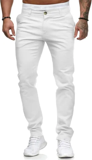 ALLABREVE Men's Chinos Casual Dress Pants Slim Fit Skinny Stretch Flat-Front Lightweight Comfort Slacks