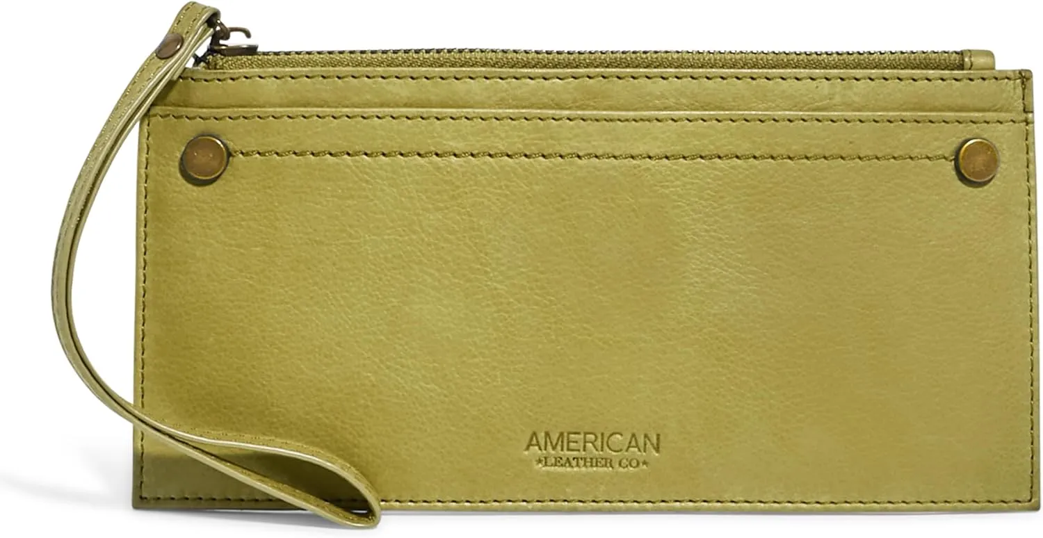 American Leather Bristow CC Zip Wallet Wristlet w/RFID (Cardamom Seed Smooth)