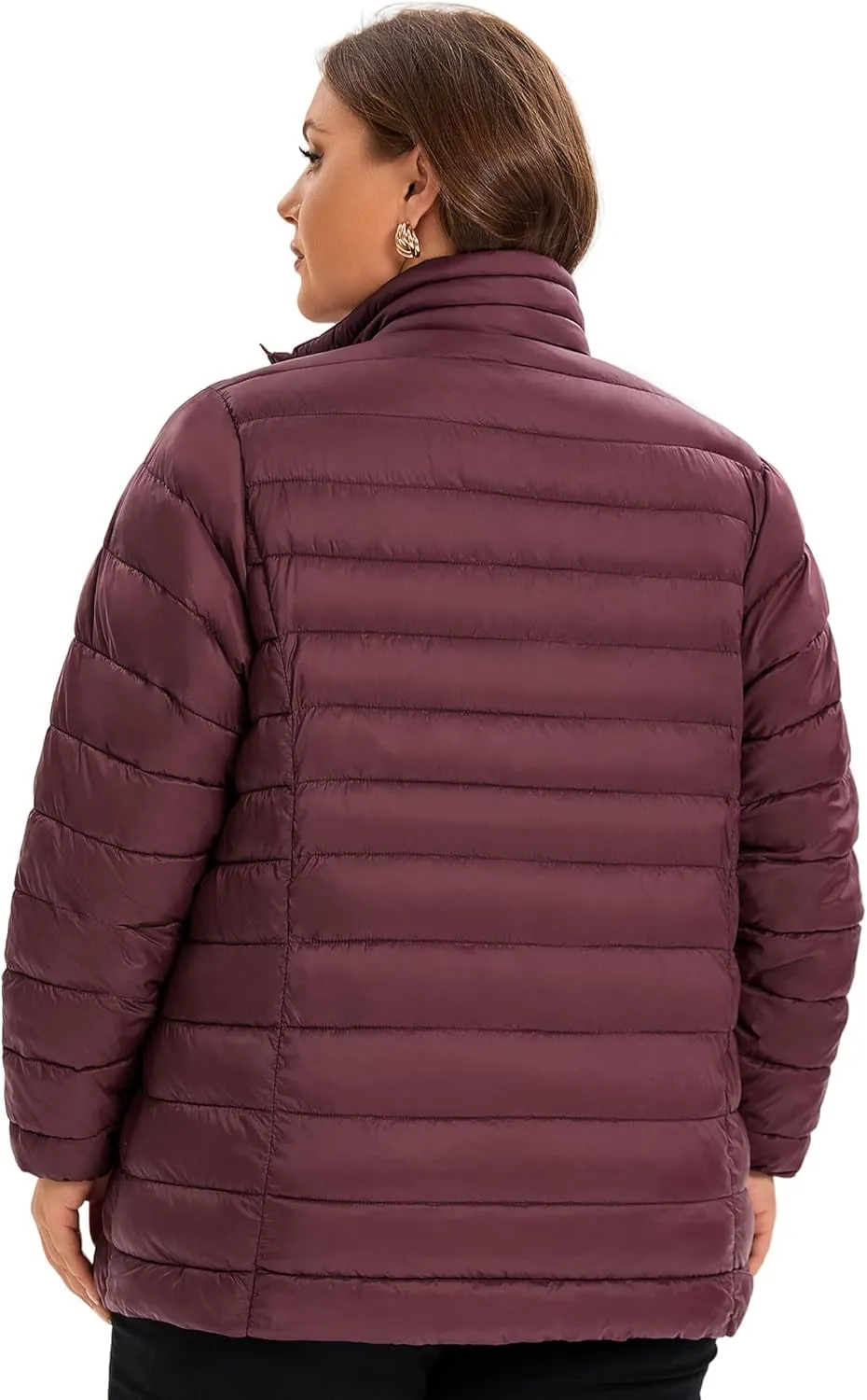 ANOTHER CHOICE Plus Size Puffer Jacket for Women, Lightweight Packable Stand Collar Winter Puffer Coat