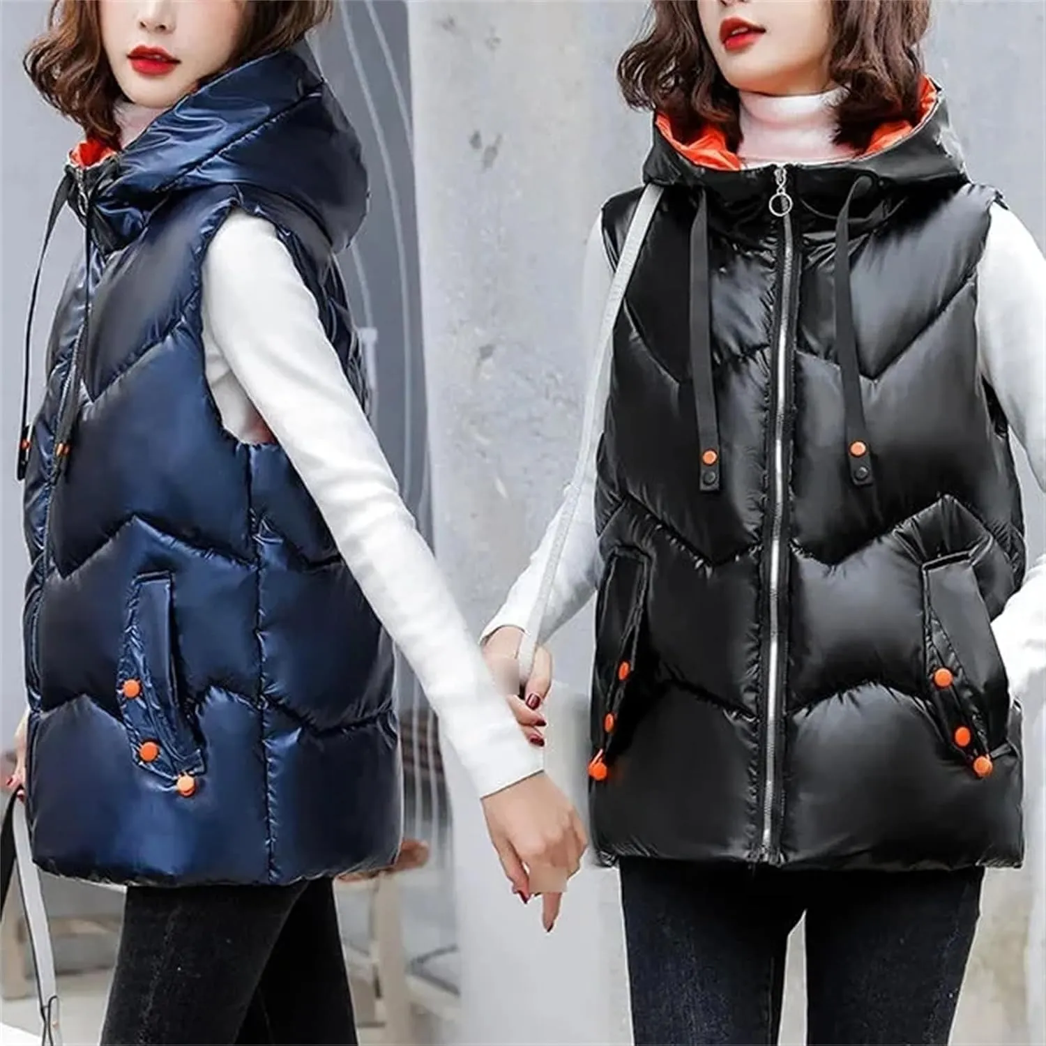 Autumn Winter Sleeveless Jackets Women Hooded Cotton Padded Down Vest Loose Warm Thick Windproof Waistcoat