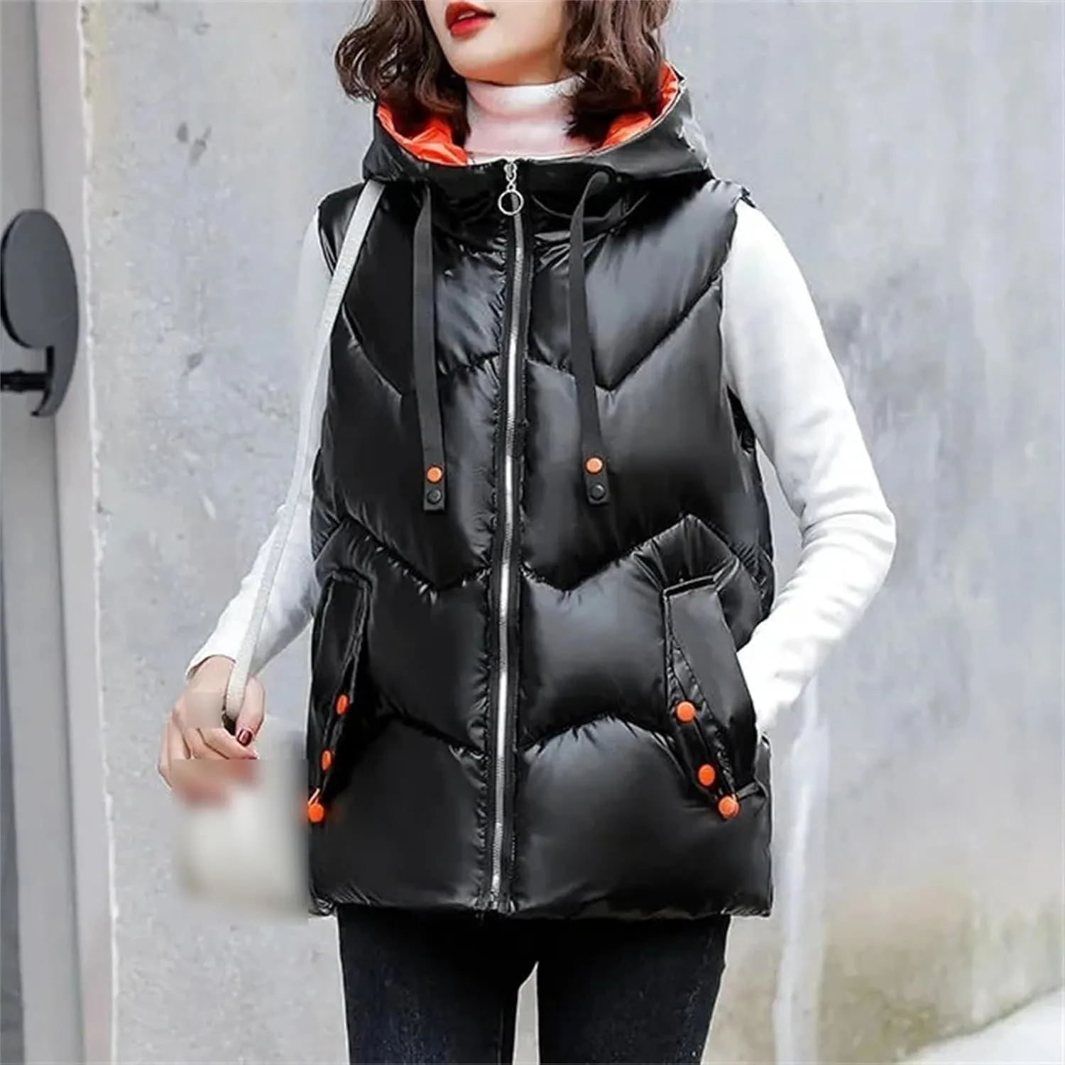 Autumn Winter Sleeveless Jackets Women Hooded Cotton Padded Down Vest Loose Warm Thick Windproof Waistcoat