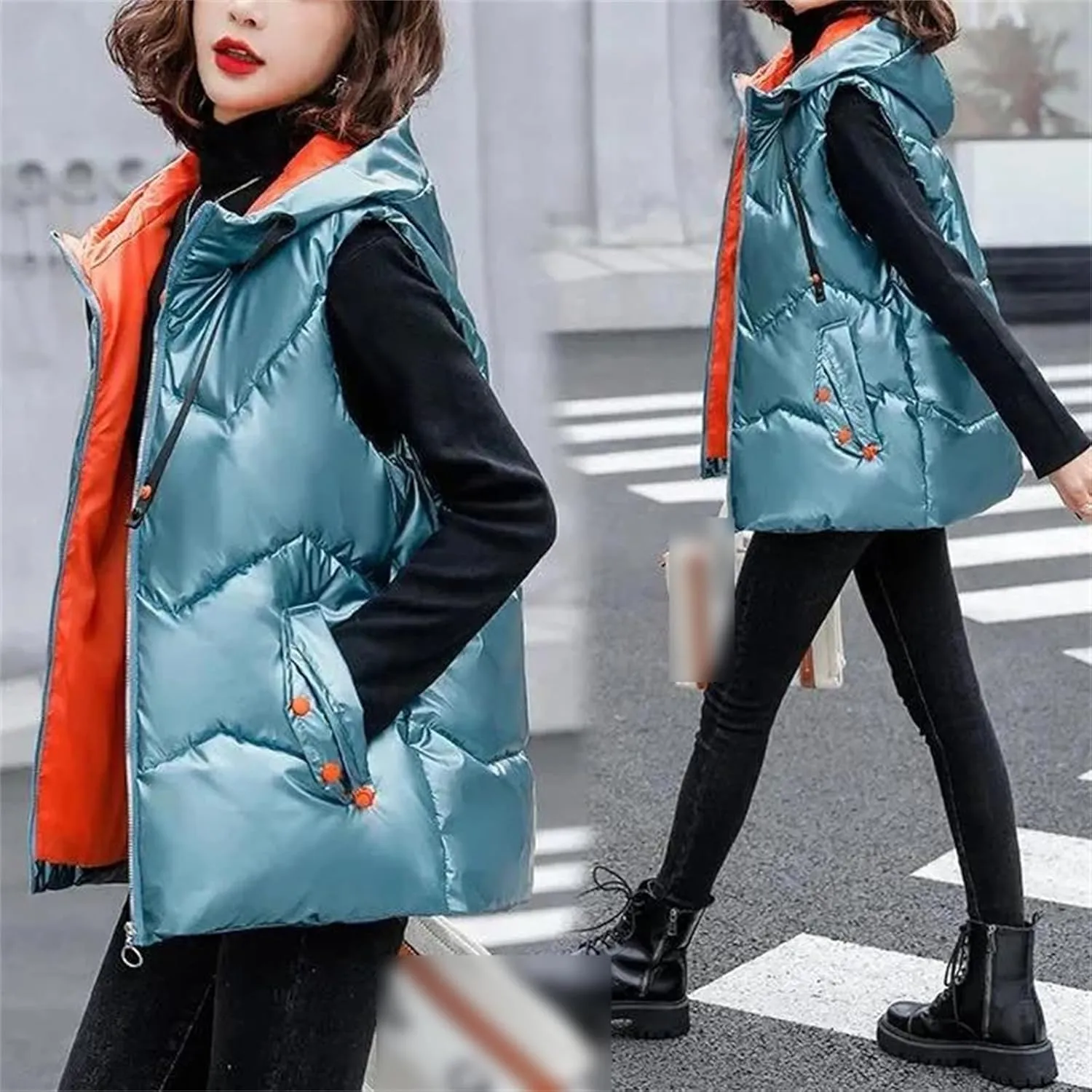 Autumn Winter Sleeveless Jackets Women Hooded Cotton Padded Down Vest Loose Warm Thick Windproof Waistcoat