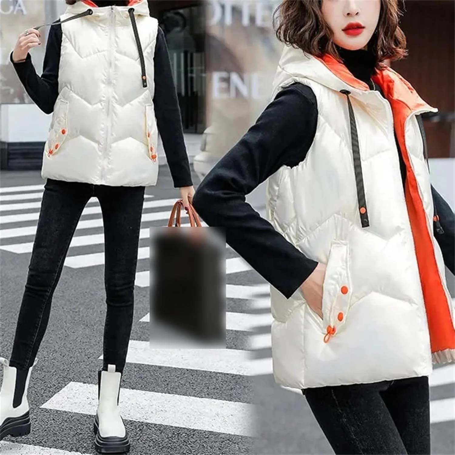 Autumn Winter Sleeveless Jackets Women Hooded Cotton Padded Down Vest Loose Warm Thick Windproof Waistcoat