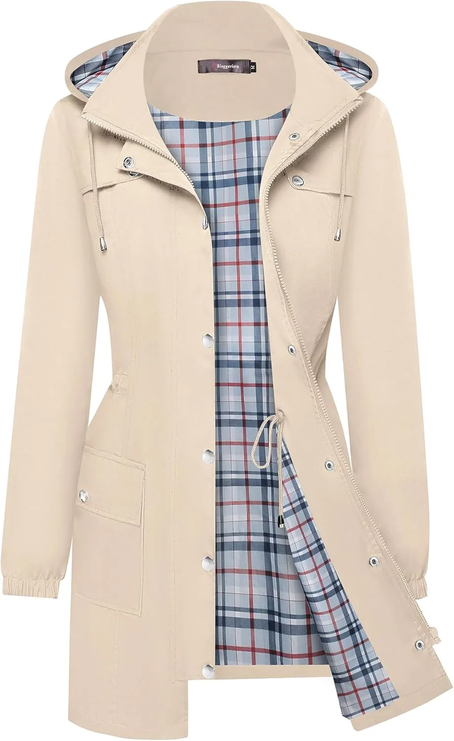 BBX Lephsnt Rain Coats for Women Waterproof Rain Jacket Lightweight Windbreaker Outdoor Hooded Trench Coat