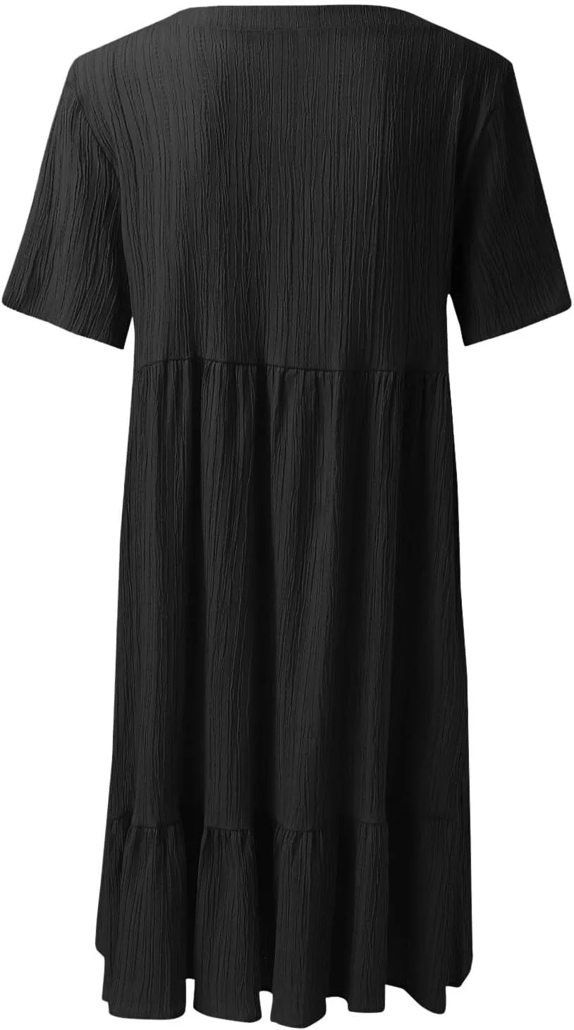 Beach Dresses for Women,2025 Summer V Neck Sleeveless Mini Dresses Ruffle a Line Short Dress Boho Flowy Sundress