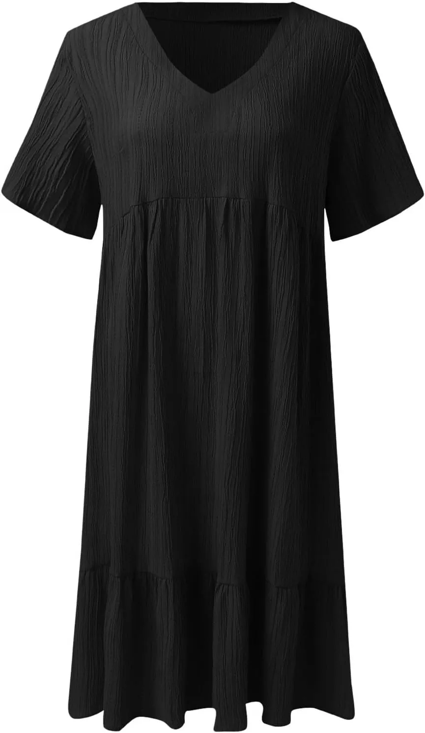 Beach Dresses for Women,2025 Summer V Neck Sleeveless Mini Dresses Ruffle a Line Short Dress Boho Flowy Sundress
