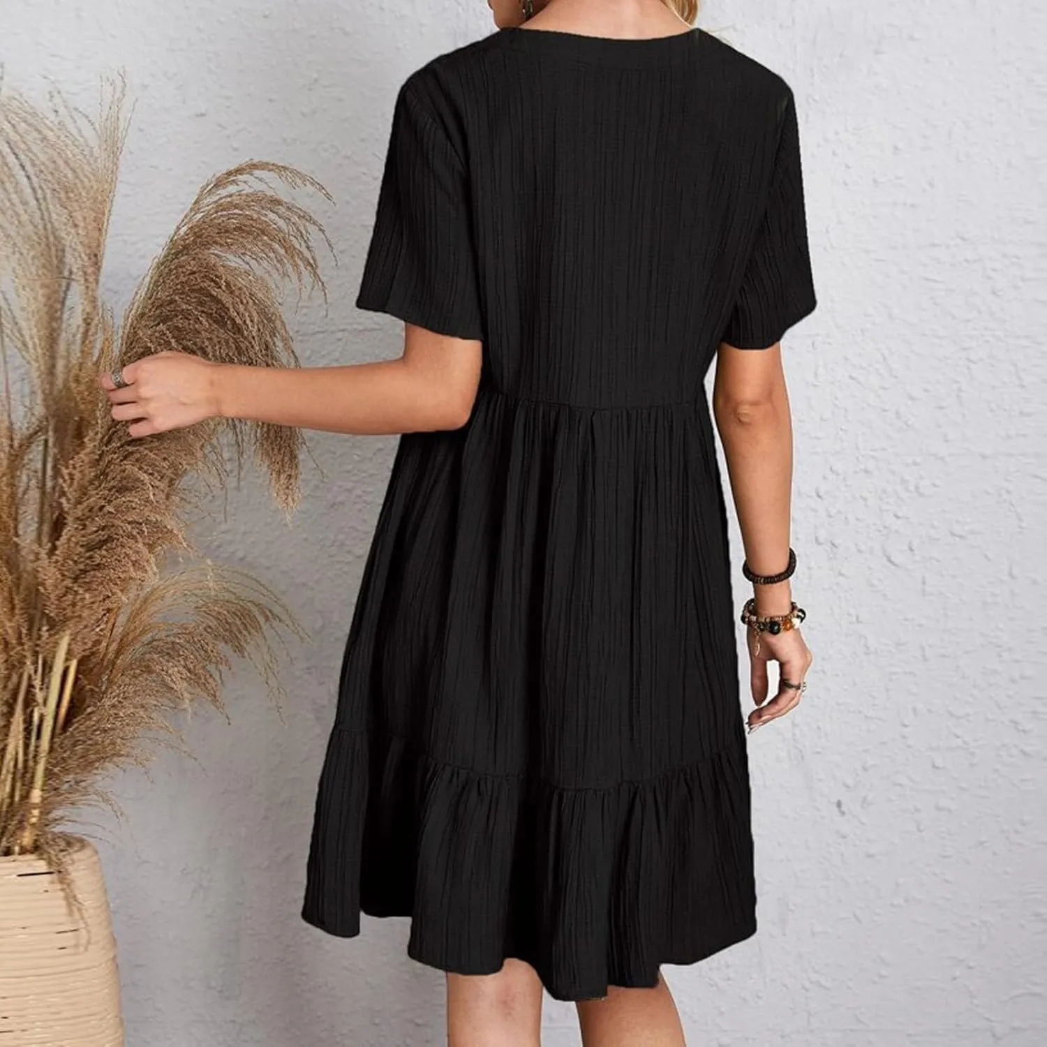 Beach Dresses for Women,2025 Summer V Neck Sleeveless Mini Dresses Ruffle a Line Short Dress Boho Flowy Sundress