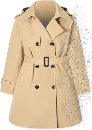 Betusline Girls & Women's Rain Jackets Waterproof Hooded Trench Coat,3 Years - Women 2XL