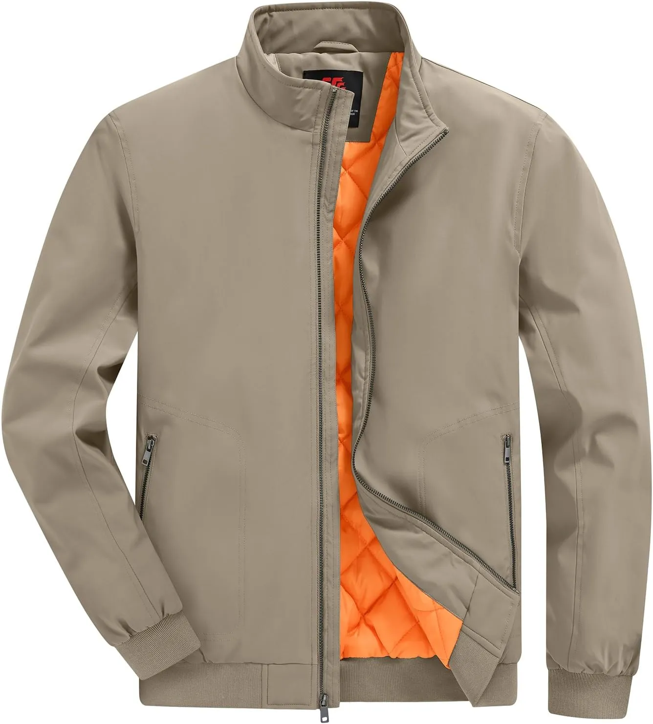 BGOWATU Men's Jacket Insulated Fall Winter jacket Zip Up Windproof Quilted Bomber Jackets Casual Warm Padded Coats
