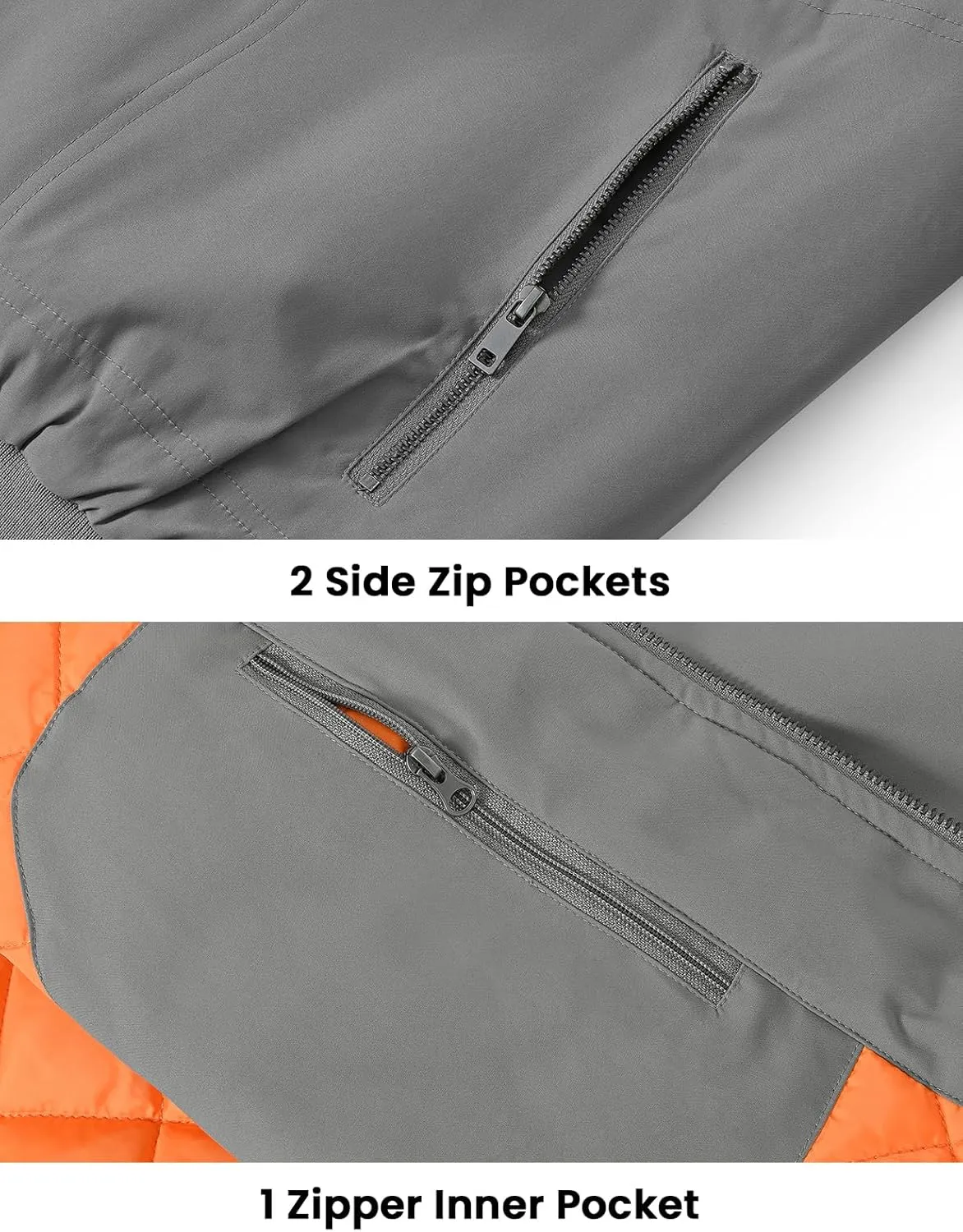 BGOWATU Men's Jacket Insulated Fall Winter jacket Zip Up Windproof Quilted Bomber Jackets Casual Warm Padded Coats