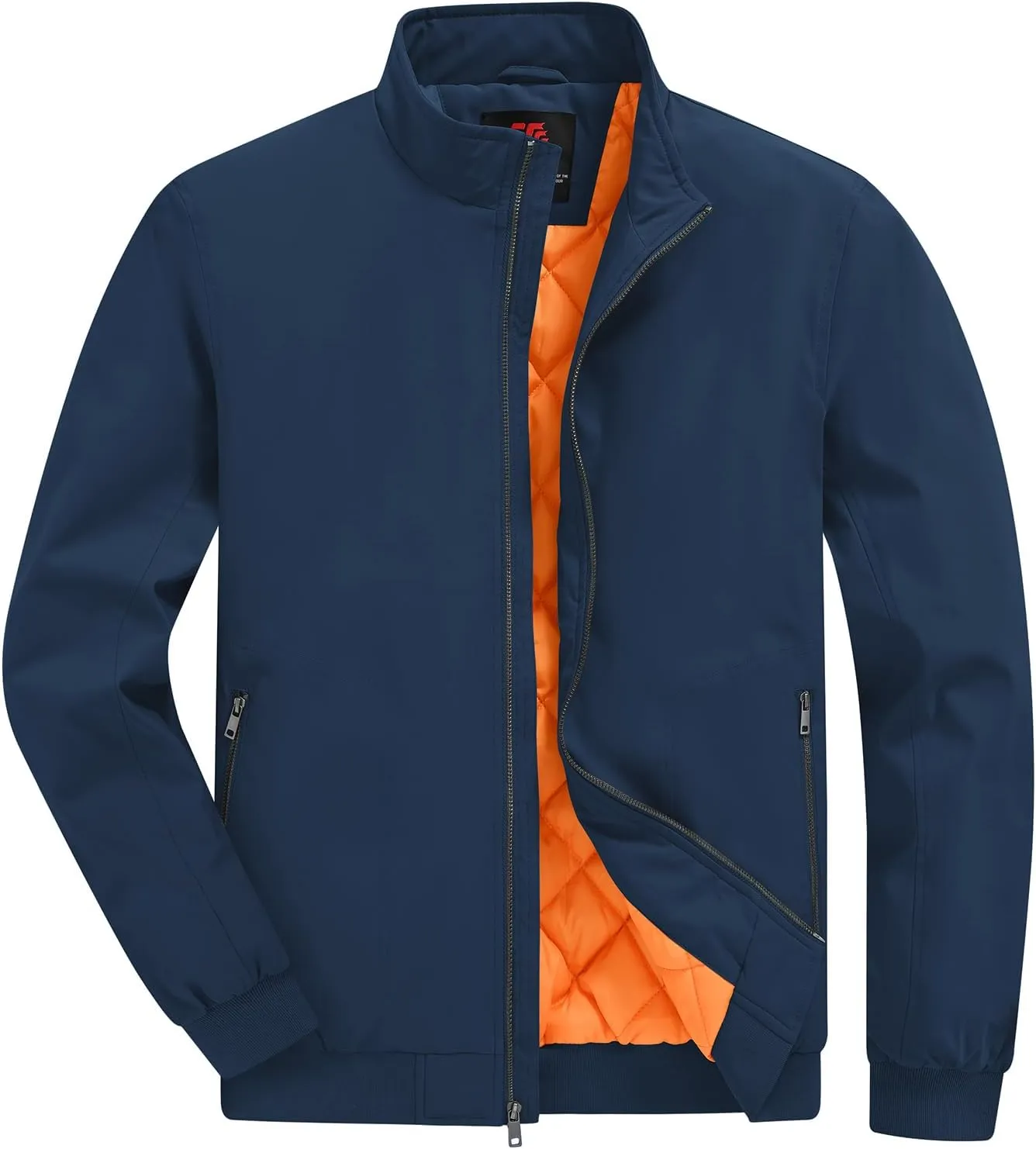BGOWATU Men's Jacket Insulated Fall Winter jacket Zip Up Windproof Quilted Bomber Jackets Casual Warm Padded Coats