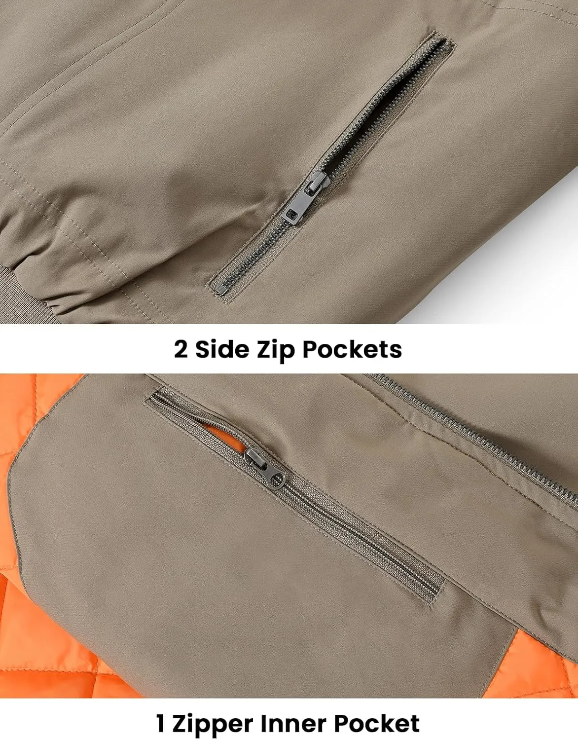 BGOWATU Men's Jacket Insulated Fall Winter jacket Zip Up Windproof Quilted Bomber Jackets Casual Warm Padded Coats