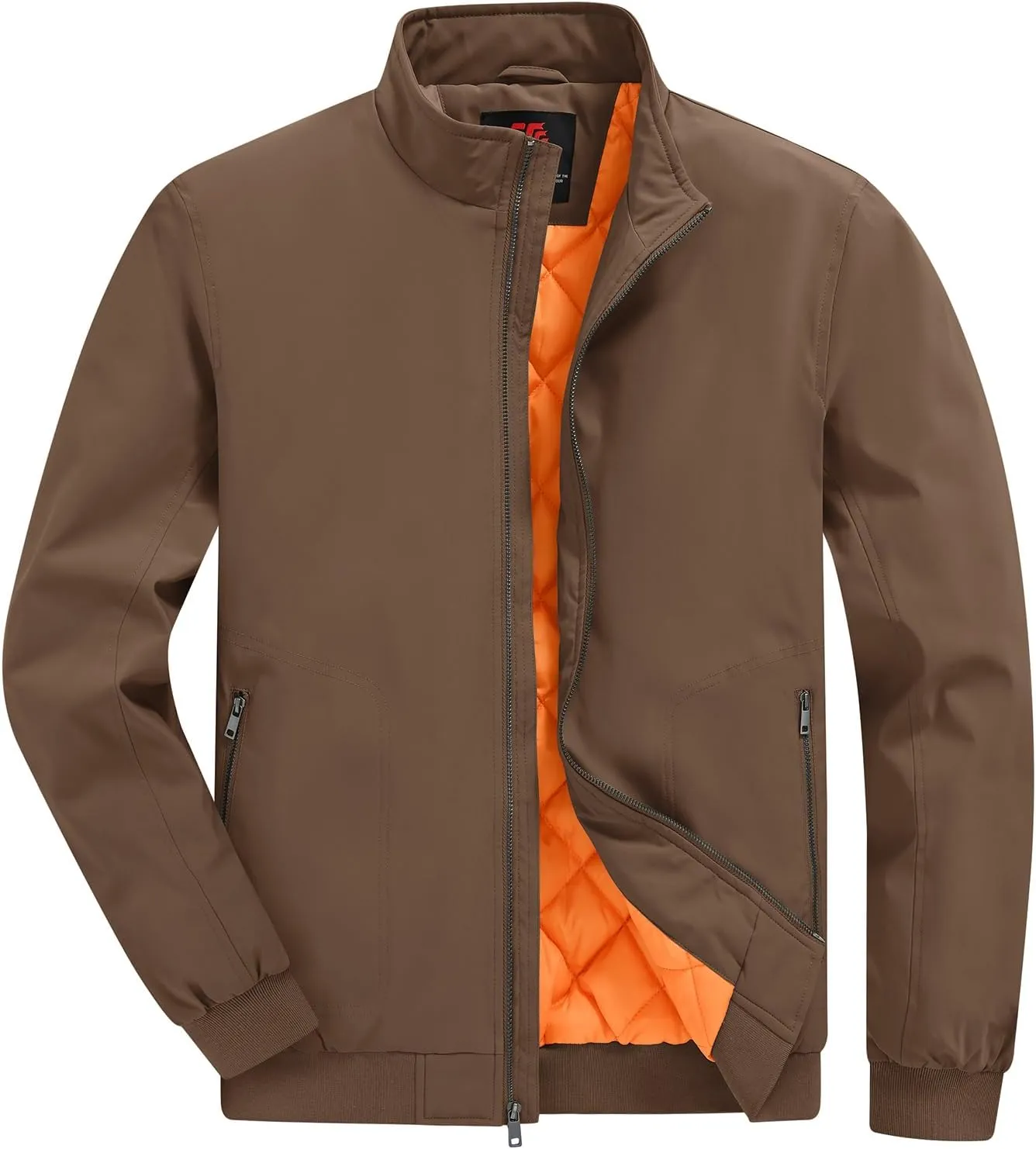 BGOWATU Men's Jacket Insulated Fall Winter jacket Zip Up Windproof Quilted Bomber Jackets Casual Warm Padded Coats