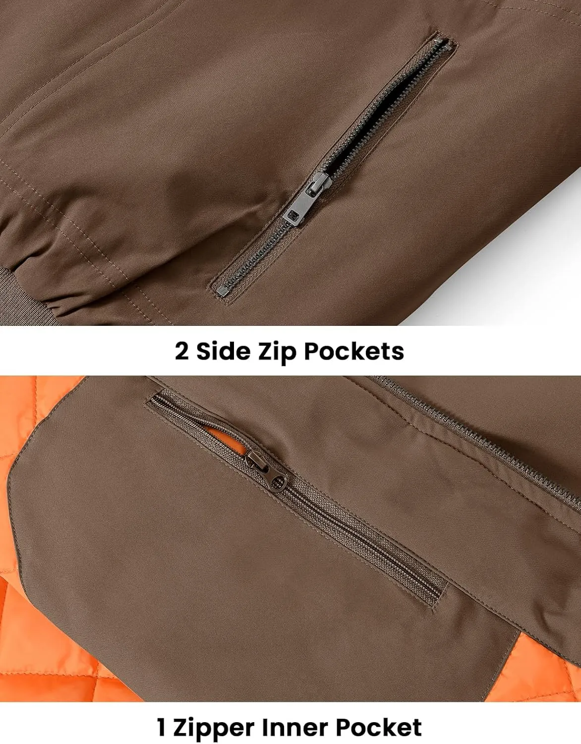 BGOWATU Men's Jacket Insulated Fall Winter jacket Zip Up Windproof Quilted Bomber Jackets Casual Warm Padded Coats