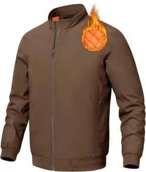 BGOWATU Men's Jacket Insulated Fall Winter jacket Zip Up Windproof Quilted Bomber Jackets Casual Warm Padded Coats