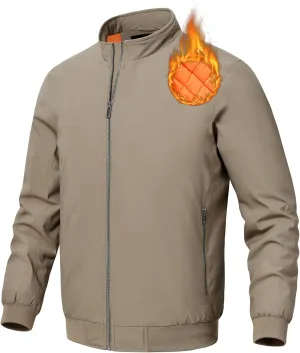 BGOWATU Men's Jacket Insulated Fall Winter jacket Zip Up Windproof Quilted Bomber Jackets Casual Warm Padded Coats