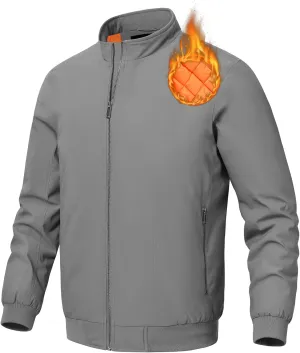 BGOWATU Men's Jacket Insulated Fall Winter jacket Zip Up Windproof Quilted Bomber Jackets Casual Warm Padded Coats