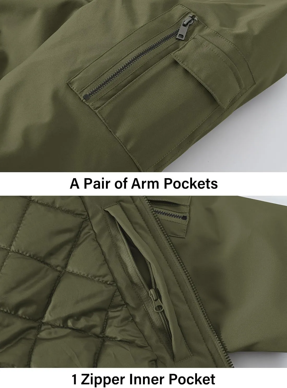 BGOWATU Men's Jacket Windproof Quilted Bomber Jackets Casual Fall Winter Warm Padded Coats Outwear
