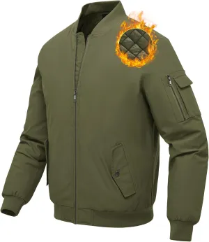 BGOWATU Men's Jacket Windproof Quilted Bomber Jackets Casual Fall Winter Warm Padded Coats Outwear