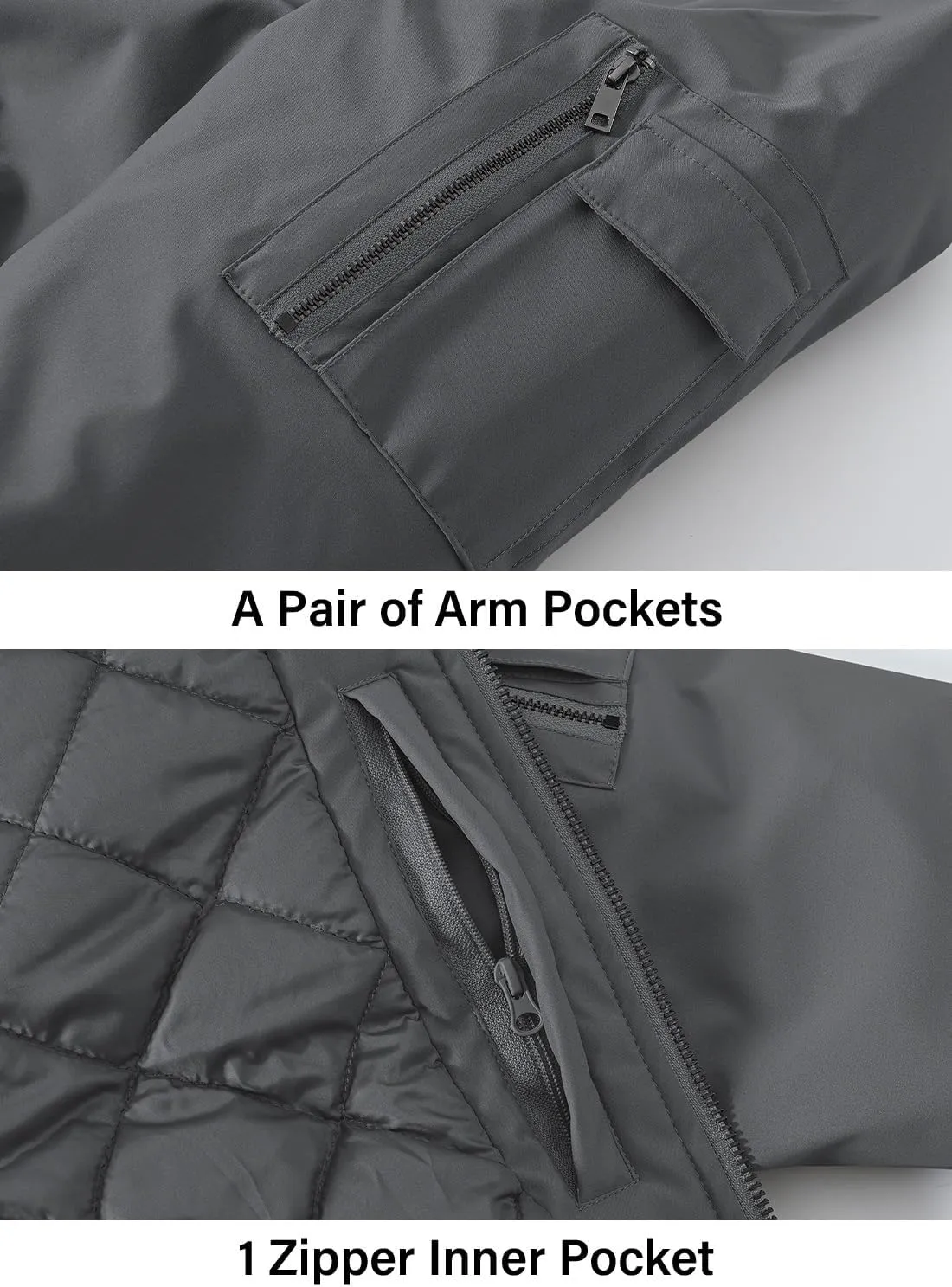 BGOWATU Men's Jacket Windproof Quilted Bomber Jackets Casual Fall Winter Warm Padded Coats Outwear