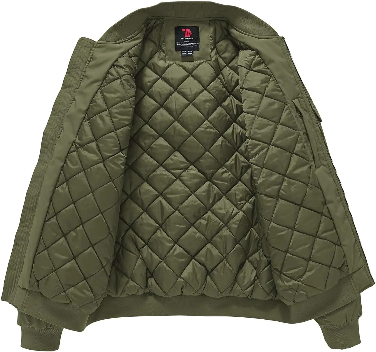 BGOWATU Men's Jacket Windproof Quilted Bomber Jackets Casual Fall Winter Warm Padded Coats Outwear