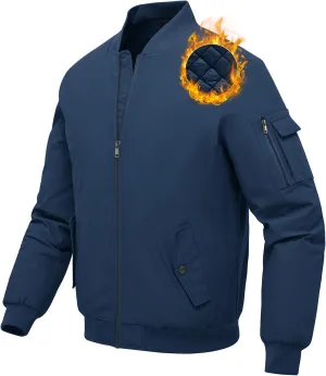 BGOWATU Men's Jacket Windproof Quilted Bomber Jackets Casual Fall Winter Warm Padded Coats Outwear