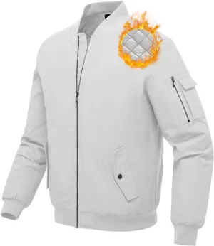 BGOWATU Men's Jacket Windproof Quilted Bomber Jackets Casual Fall Winter Warm Padded Coats Outwear