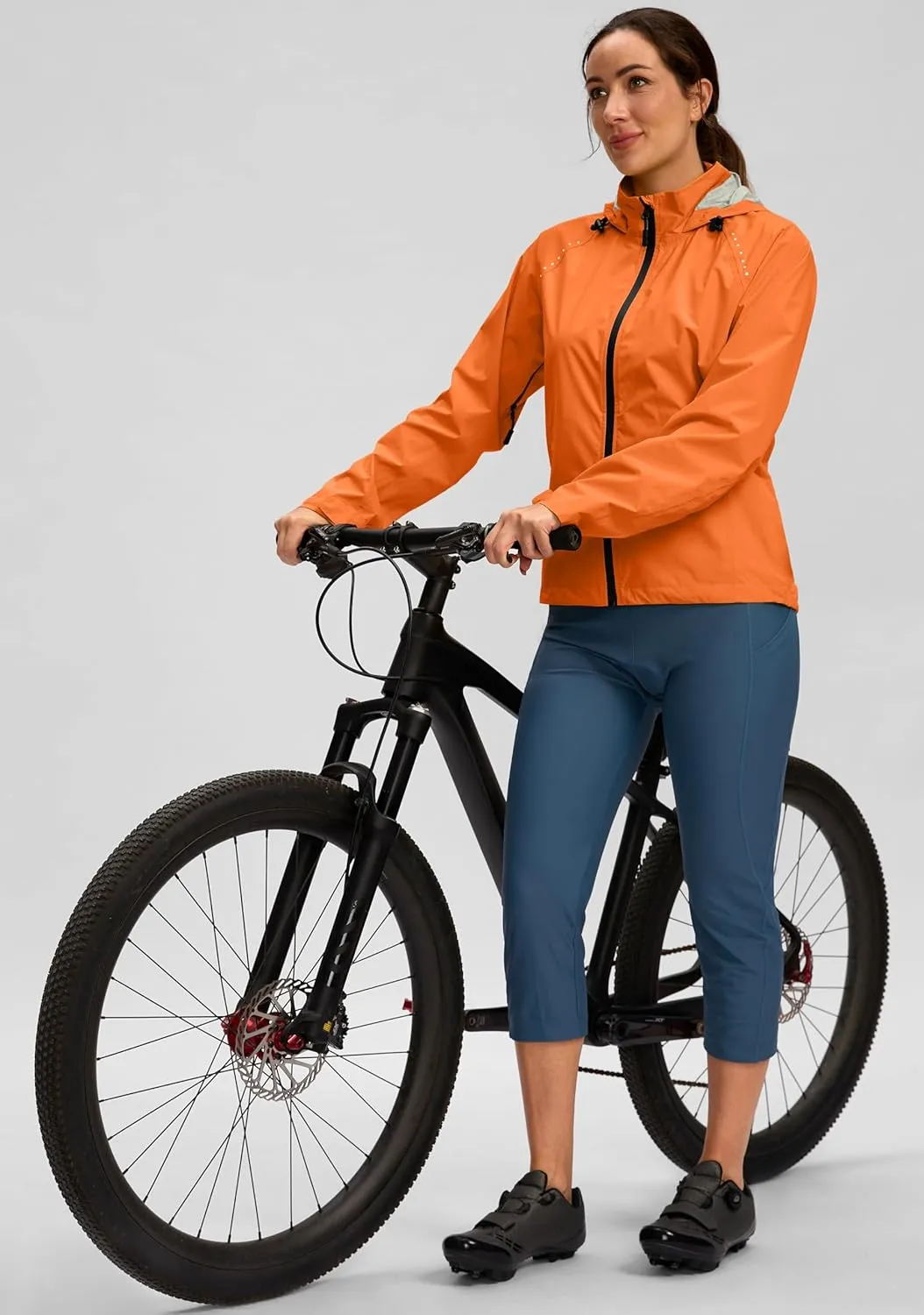 Bikewa Women's Cycling Rain Jackets Waterproof Windbreaker Lightweight Running Windproof Reflective Jacket Packable Hooded