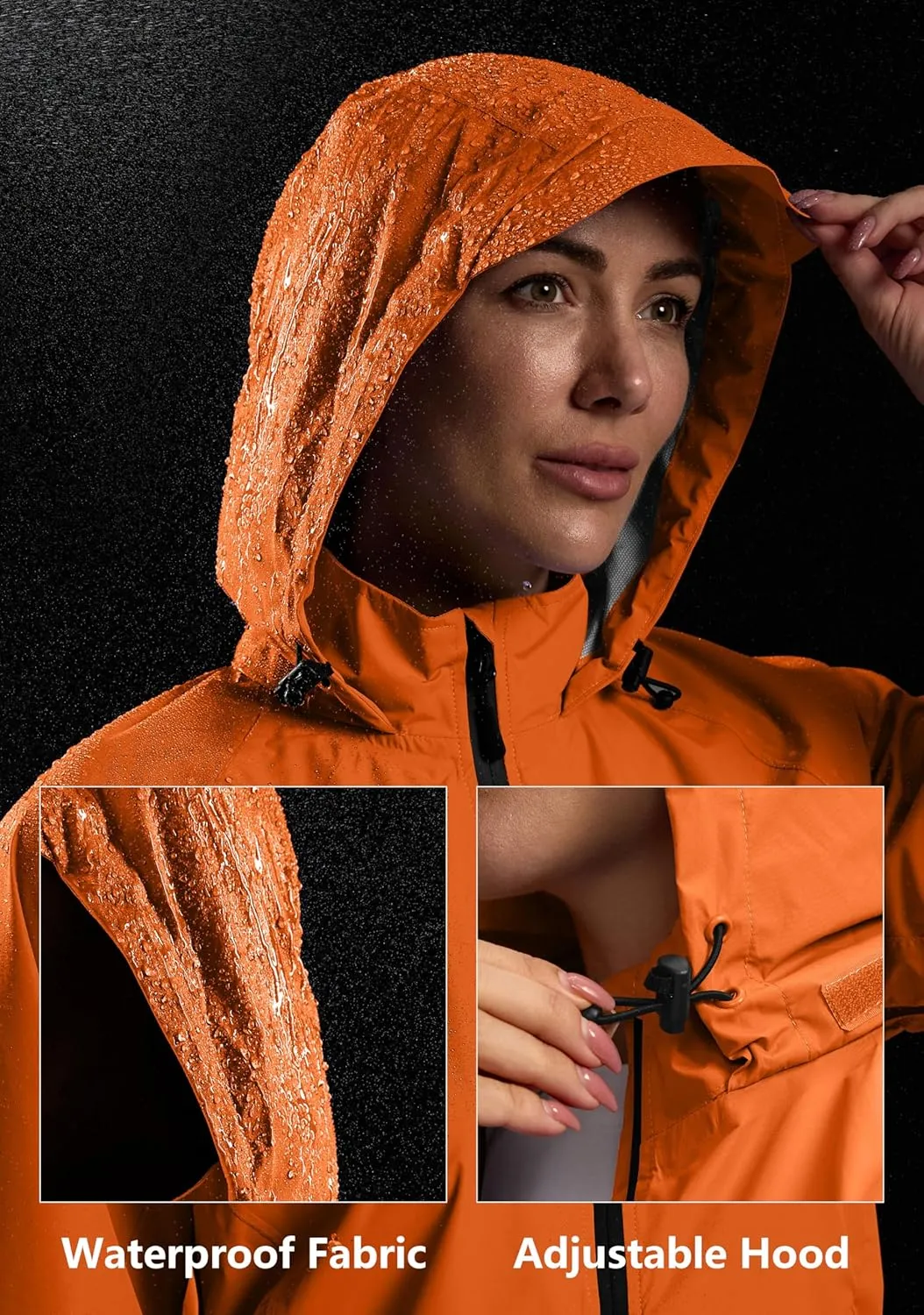Bikewa Women's Cycling Rain Jackets Waterproof Windbreaker Lightweight Running Windproof Reflective Jacket Packable Hooded
