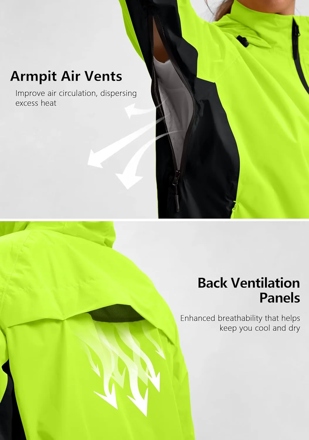 Bikewa Women's Cycling Rain Jackets Waterproof Windbreaker Lightweight Running Windproof Reflective Jacket Packable Hooded