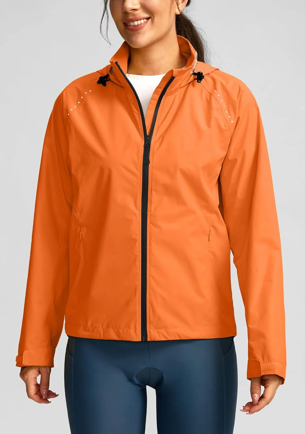 Bikewa Women's Cycling Rain Jackets Waterproof Windbreaker Lightweight Running Windproof Reflective Jacket Packable Hooded