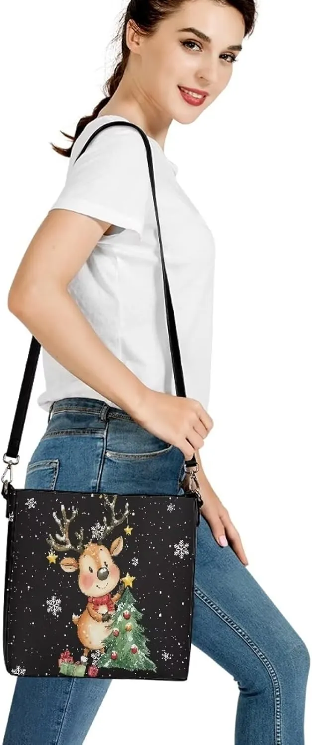 Bucket Bag for Women Shoulder Bag with Zipper Large Capacity Computer Waterproof Crossbody Bag Handbag with Smooth