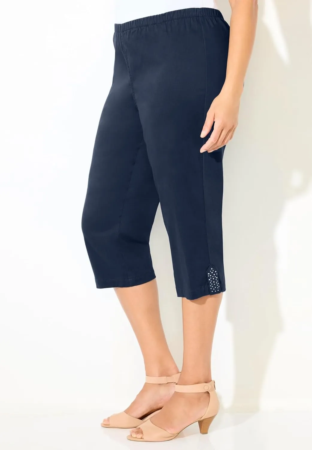 Catherines Women's Plus Size Everyday Capri with Sparkle Hem