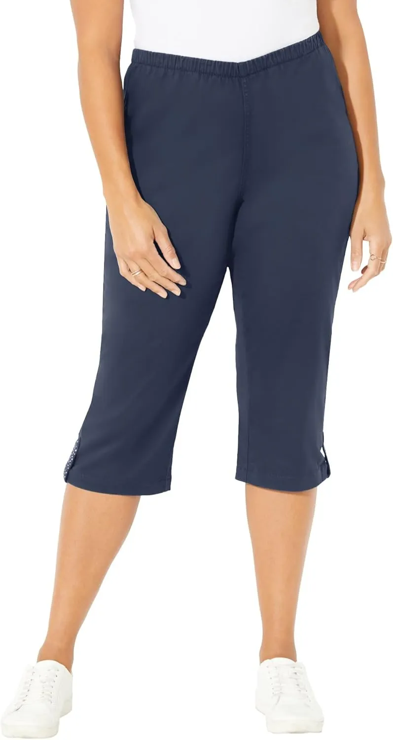 Catherines Women's Plus Size Everyday Capri with Sparkle Hem
