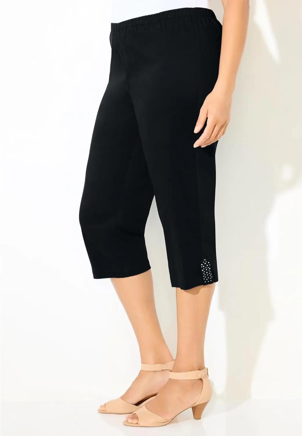 Catherines Women's Plus Size Everyday Capri with Sparkle Hem