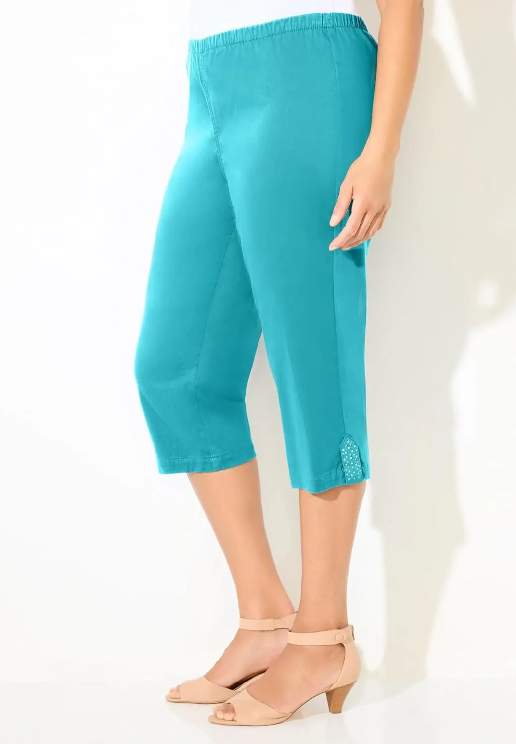 Catherines Women's Plus Size Everyday Capri with Sparkle Hem