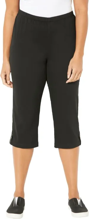 Catherines Women's Plus Size Everyday Capri with Sparkle Hem