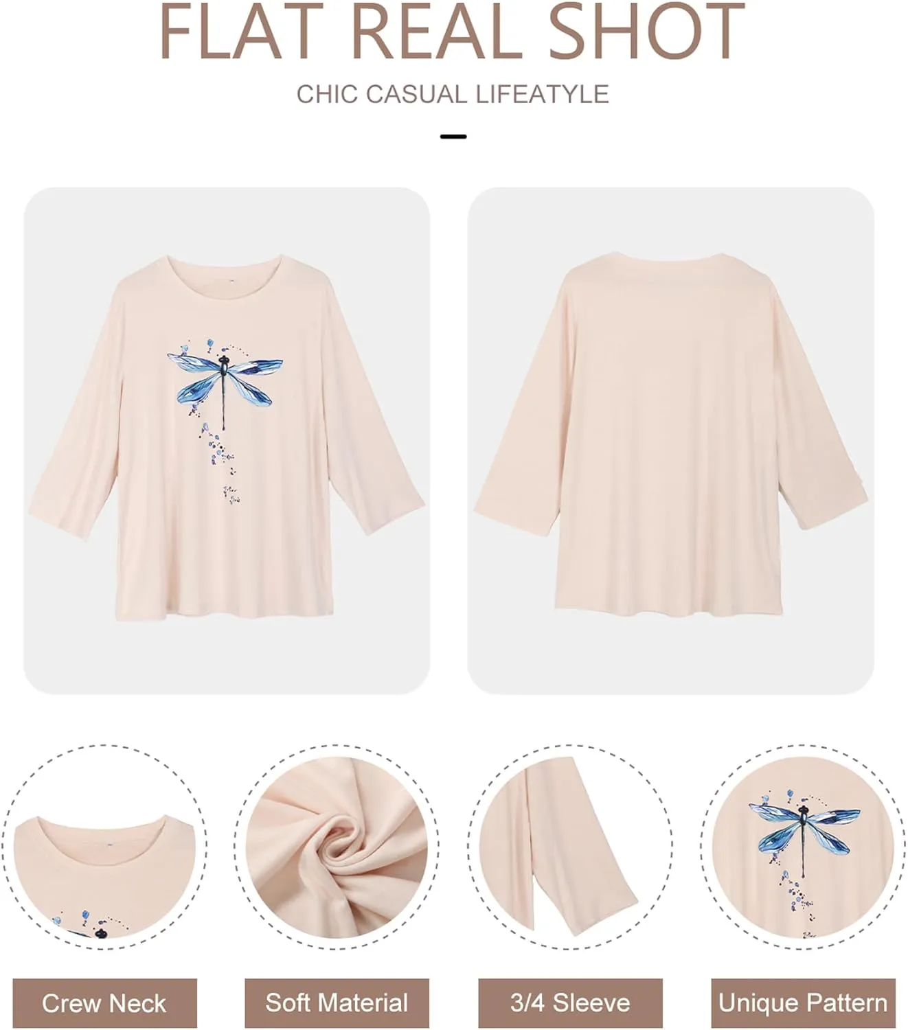 Chulianyouhuo Plus Size Tops for Women Cute Graphic Tees 3/4 Sleeve Flower Print Loose Fit Summer Casual T Shirts