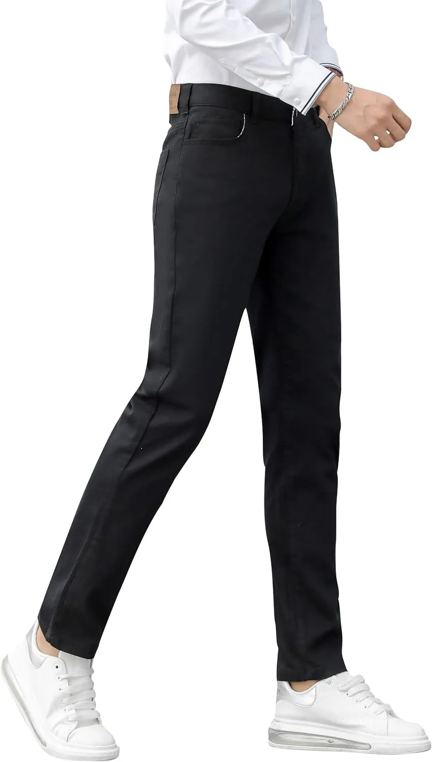 CICOS Men's Casual Slim Fit Five Pocket Comfort Stretch Twill Pant with Printed Pockets