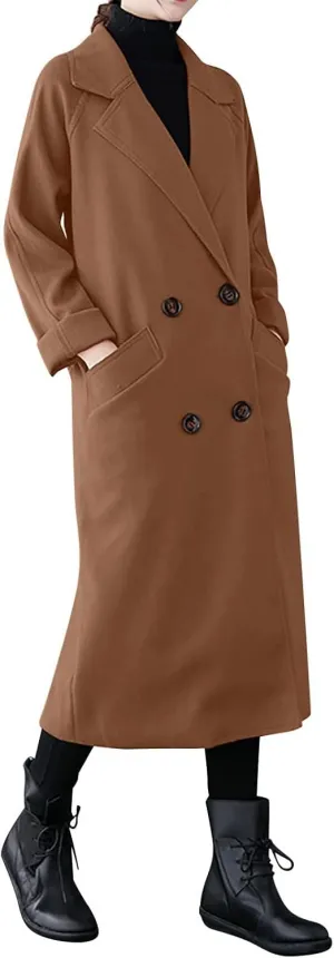 Coat for Women, Long Winter Trench Coats Elegant Solid Jackets Windproof Overcoats Casual Warm Outerwear with Belt